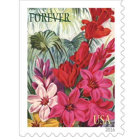 100 Tropical Flower Forever Postage Stamps Unused Vintage Botanical Print Stamps For Mailing Florida; Island; Beach Wedding Invitations